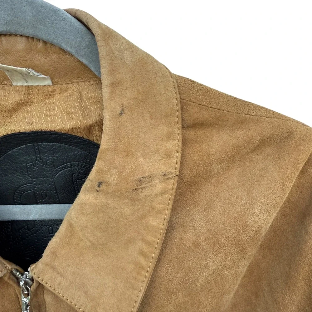 TORRAS Suede Bomber Jacket Mens Tan‎ Leather Zip Front Casual Outerwear XL